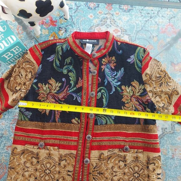 10P Sage Harbor Multi-colored Tapestry Jacket / Blazer - Picture 9 of 10